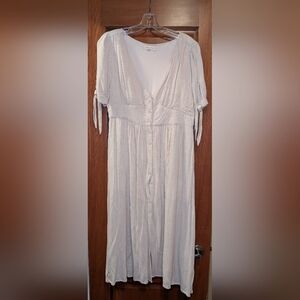 Main Strip Cream Prairie-Style Midi Dress